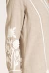 RANNA GILL_Beige Linen Blend Embroidered Floral Lace Hazel Applique Work Tunic And Pant Set _Online