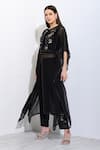 Buy_RANNA GILL_Black Crepe Blend Embroidered Round Della Kaftan And Pant Set 