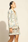 Buy_RANNA GILL_Multi Color Linen Blend Printed Jay Bird Notched Lapel Collar Halia Jacket _Online_at_Aza_Fashions