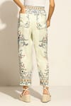 Shop_RANNA GILL_Multi Color Satin Modal Printed Bird Jay Alita Rara Pant _at_Aza_Fashions