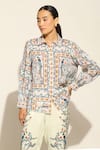 Buy_RANNA GILL_Multi Color Linen Blend Printed Bird Jay Collar Celina Shirt _at_Aza_Fashions