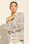 Buy_RANNA GILL_Multi Color Linen Blend Printed Bird Jay Collar Celina Shirt _Online_at_Aza_Fashions