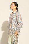 Shop_RANNA GILL_Multi Color Linen Blend Printed Bird Jay Collar Celina Shirt 