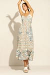 Buy_RANNA GILL_Multi Color Linen Blend Printed Bird Jay Sweetheart Neck Alvie Tiered Dress 