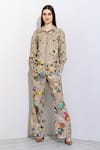 Buy_RANNA GILL_Beige Linen Blend Printed Montana Collar Patty Button Down Shirt _at_Aza_Fashions