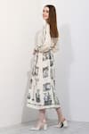 Shop_RANNA GILL_Ivory Linen Blend Printed Windows Of The World Collar Francesca Dress _at_Aza_Fashions