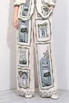 Shop_RANNA GILL_Ivory Linen Blend Printed Windows Of The World Aurelia Wide Legged Pant _Online_at_Aza_Fashions