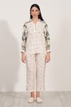 Buy_RANNA GILL_Ivory Linen Blend Printed Windows Of The World Nella Rara Pant _Online_at_Aza_Fashions