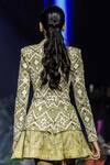 Ritika Mirchandani_Green Crepe Embroidery Mirage Spider Web Embellished Blazer With Mini Skirt _Online_at_Aza_Fashions