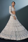 Shop_Ritika Mirchandani_Ivory Crepe Embroidered Crystal V Neck Imperia Lehenga Set _Online_at_Aza_Fashions