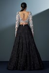 Shop_Ritika Mirchandani_Black Crepe Embroidered Crystal Sweetheart Skybloom Cascade Lehenga Set _at_Aza_Fashions