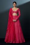 Buy_Ritika Mirchandani_Pink Crepe Embroidered Crystal Sweetheart Skybloom Bridal Lehenga Set _at_Aza_Fashions