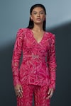 Ritika Mirchandani_Fuchsia Crepe Embroidered Crystal V Neck Araluen Kurta Sharara Set _Online_at_Aza_Fashions