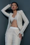 Buy_Ritika Mirchandani_Ivory Crepe Embroidered Crystal Blazer Lapel Collar Halo Cascade Sharara Set _Online_at_Aza_Fashions