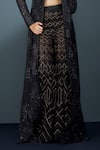 Shop_Ritika Mirchandani_Black Crepe Embellished Crystal Coat Neptara Mesh Trench Sheer Sharara Set _Online_at_Aza_Fashions