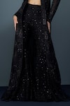 Ritika Mirchandani_Black Crepe Embellished Crystal Coat Lapel Siriara Mesh Trench Sharara Set _Online_at_Aza_Fashions