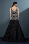 Shop_Ritika Mirchandani_Black Crepe Embellished Crystal Vespera Geometric Kurta With Mesh Lehenga _at_Aza_Fashions