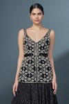 Ritika Mirchandani_Black Crepe Embellished Crystal Vespera Geometric Kurta With Mesh Lehenga _Online_at_Aza_Fashions