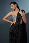 Shop_Ritika Mirchandani_Black Crepe Embellished Heather Pre-draped Dhoti Saree With Corset Blouse _Online_at_Aza_Fashions