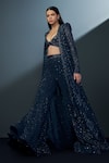 Shop_Ritika Mirchandani_Blue Crepe Embellished Crystal Jacket Open Twilight Mesh High-low Sharara Set _at_Aza_Fashions