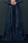 Ritika Mirchandani_Blue Crepe Embellished Crystal Jacket Open Twilight Mesh High-low Sharara Set _Online_at_Aza_Fashions