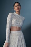 Buy_Ritika Mirchandani_Ivory Crepe Embellished Omnira Geometric Embroidered Bridal Lehenga With Blouse _Online_at_Aza_Fashions