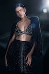 Buy_Ritika Mirchandani_Black Crepe Embellished Crystal Blazer Celestique Sequin Mesh Dhoti Pant Set _Online_at_Aza_Fashions