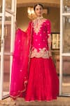 Buy Surbhi Shah Pink Cotton, Kota Doria, Silk Pearls, Zari, Embroidery Split Kurta Skirt Set at Aza Fashions Buy_Surbhi Shah_Pink Cotton, Kota Doria, Silk Pearls, Zari, Embroidery Split Kurta Skirt Set _at_Aza_Fashions
