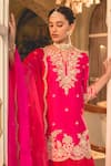 Buy Surbhi Shah Pink Cotton, Kota Doria, Silk Pearls, Zari, Embroidery Split Kurta Skirt Set Online at Aza Fashions Buy_Surbhi Shah_Pink Cotton, Kota Doria, Silk Pearls, Zari, Embroidery Split Kurta Skirt Set _Online_at_Aza_Fashions