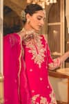 Shop Surbhi Shah Pink Cotton, Kota Doria, Silk Pearls, Zari, Embroidery Split Kurta Skirt Set Online at Aza Fashions Shop_Surbhi Shah_Pink Cotton, Kota Doria, Silk Pearls, Zari, Embroidery Split Kurta Skirt Set _Online_at_Aza_Fashions