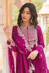 Shop_Surbhi Shah_Purple Chanderi Embroidery Floral Round Zardosi Anarkali And Pant Set _Online_at_Aza_Fashions