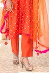 Shop_Surbhi Shah_Orange Chanderi Embroidery Zardosi Notched Banarasi Kurta And Pant Set _Online_at_Aza_Fashions