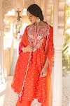 Buy_Surbhi Shah_Orange Chanderi Embroidery Zardosi Notched Banarasi Kurta And Pant Set 