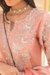 Surbhi Shah_Pink Chanderi Embroidery Zardosi Notched Kurta And Crush Sharara Set _Online_at_Aza_Fashions