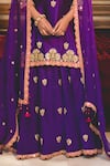 Surbhi Shah_Purple Organza Embroidery Marori Notched Kurta And Sharara Set _Online_at_Aza_Fashions
