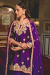 Buy_Surbhi Shah_Purple Organza Embroidery Marori Notched Kurta And Sharara Set 