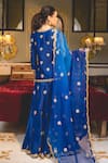 Shop_Surbhi Shah_Blue Organza Embroidery Pearl Notched Gota Short Kurta And Sharara Set _at_Aza_Fashions