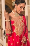 Buy_Surbhi Shah_Red Spun Silk Embroidery Pearl Leaf Marori Straight Kurta And Pant Set _Online_at_Aza_Fashions