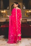 Shop_Surbhi Shah_Pink Spun Silk Embroidery Pearl Leaf Anchor Straight Kurta And Pant Set _at_Aza_Fashions