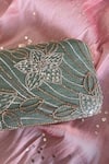 FEZA BAGS_Green Embroidery Floral Clutch _Online_at_Aza_Fashions