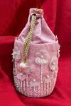 Buy_FEZA BAGS_Pink Embroidery Floral Circular Bag _at_Aza_Fashions