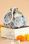 Buy_FEZA BAGS_Blue Print Ikat Tile Pattern Potli Bag _at_Aza_Fashions