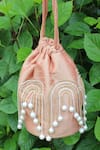 Buy_FEZA BAGS_Rose Gold Embellished Rhinestone Potli Bag _at_Aza_Fashions