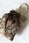 FEZA BAGS_Brown Embroidery Flower Potli Bag _Online_at_Aza_Fashions