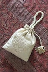 Buy_FEZA BAGS_Ivory Embroidery Flower Vine Potli Bag _at_Aza_Fashions