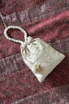 Shop_FEZA BAGS_Ivory Embroidery Flower Vine Potli Bag _at_Aza_Fashions