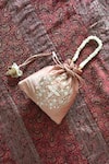 Shop_FEZA BAGS_Rose Gold Embroidery Floral Vine Potli Bag _at_Aza_Fashions