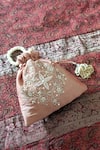 FEZA BAGS_Rose Gold Embroidery Floral Vine Potli Bag _Online_at_Aza_Fashions