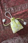 Buy_FEZA BAGS_Green Embroidery Beads Potli Bag _at_Aza_Fashions