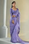 Buy_HOUSE OF KÀRMÀH_Purple Lace Embroidered Floral Sweetheart Lavender Dreams Saree With Blouse _at_Aza_Fashions